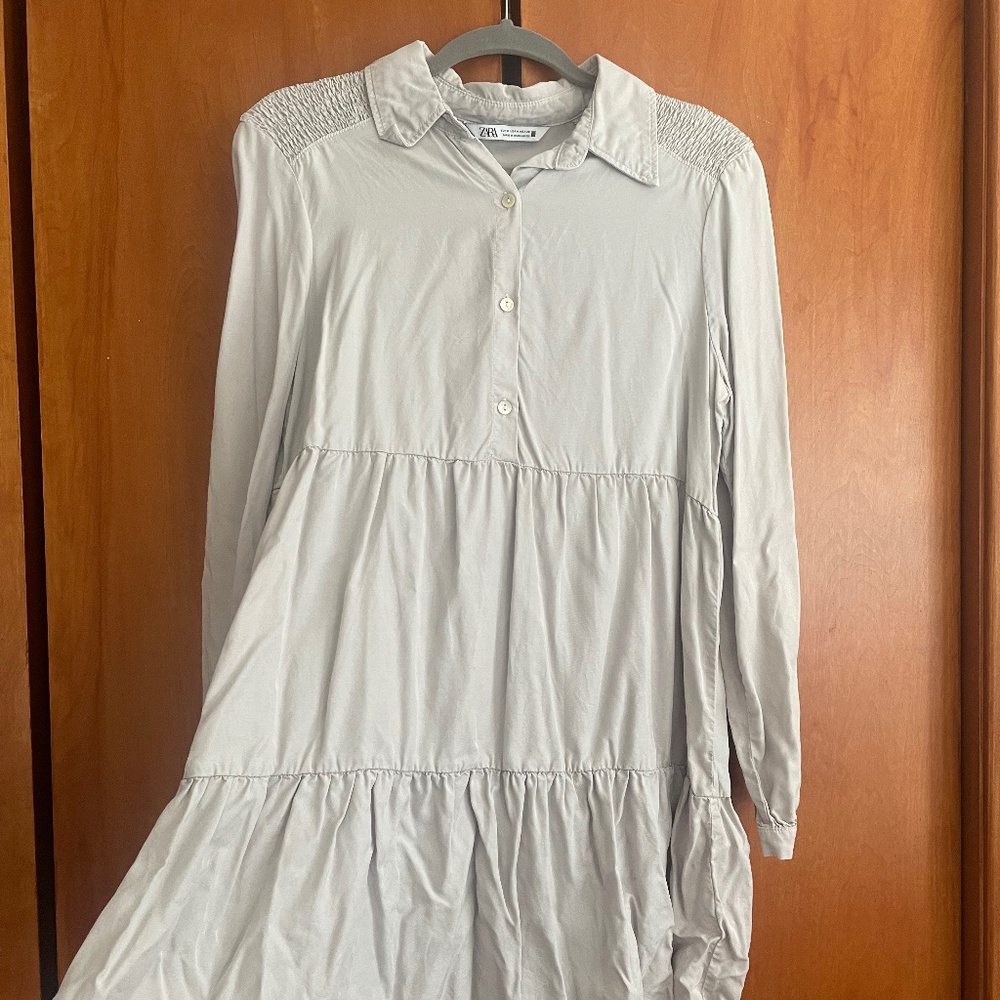 Zara long sleeve button down tiered dress